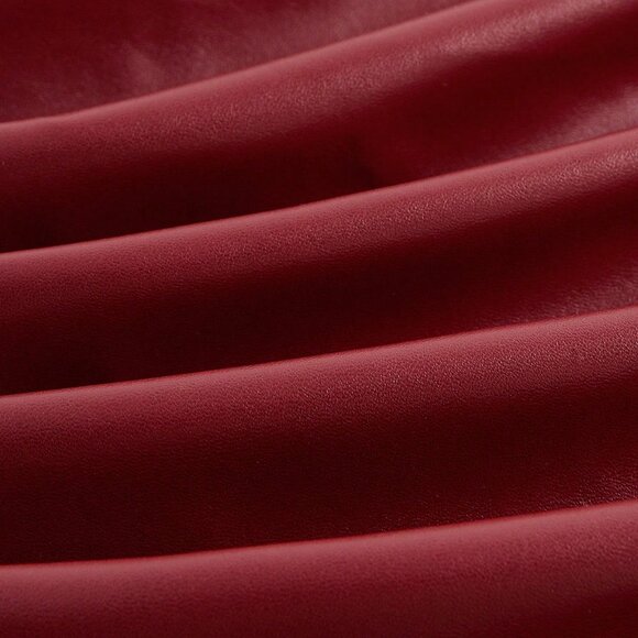 Burgundy Casual Women's Asymmetric Hem faux leather Ruched Tube Top Valentine - Picture 5 of 5